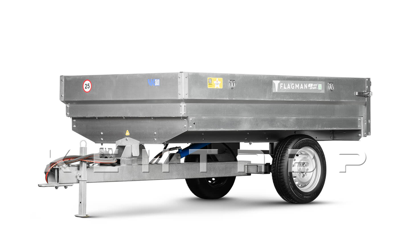 Прицеп Flagman | Флагман C/ПТТ — 1,0 с ПСМ к мини-трактору (самосвальный)