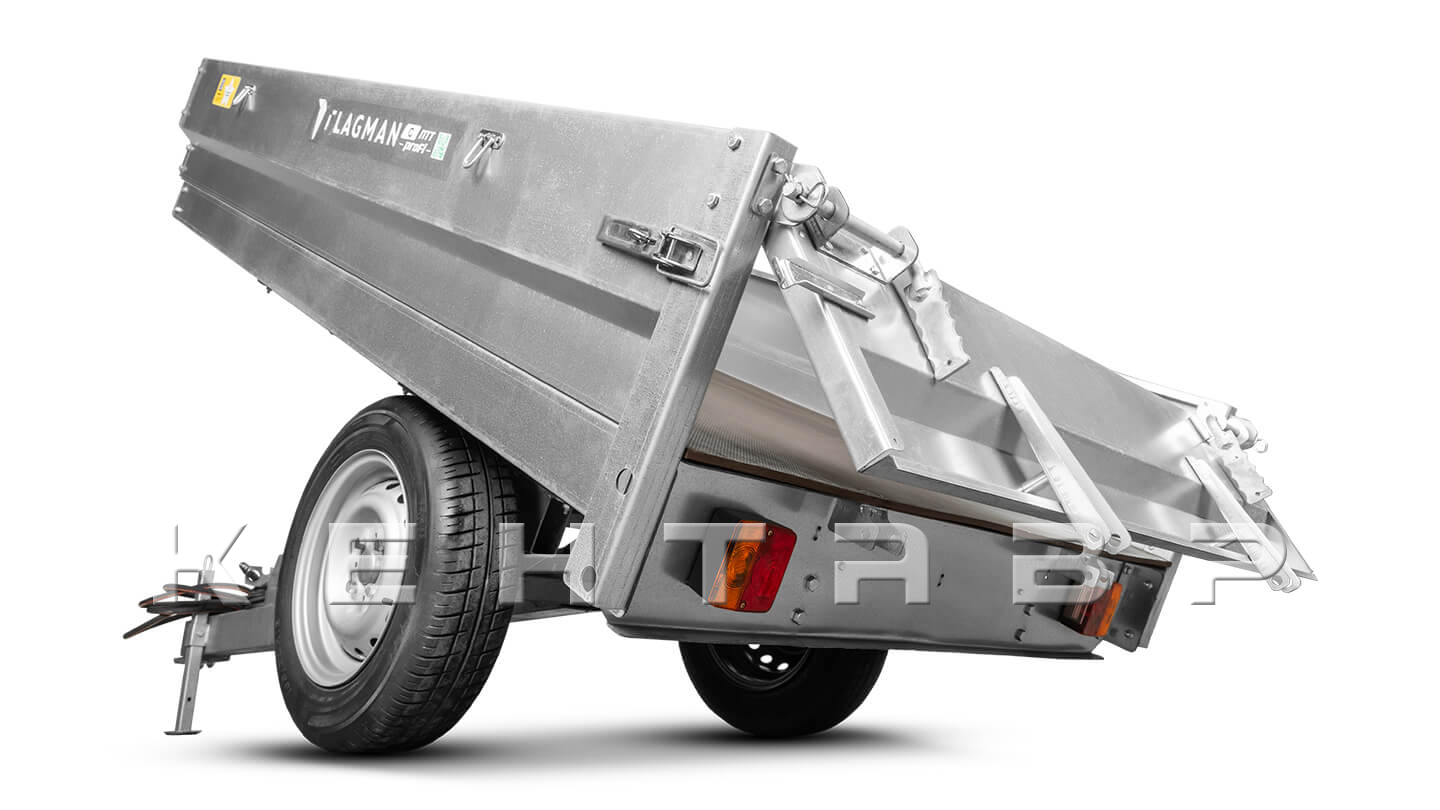 Прицеп Flagman | Флагман C/ПТТ — 1,0 с ПСМ к мини-трактору (самосвальный)